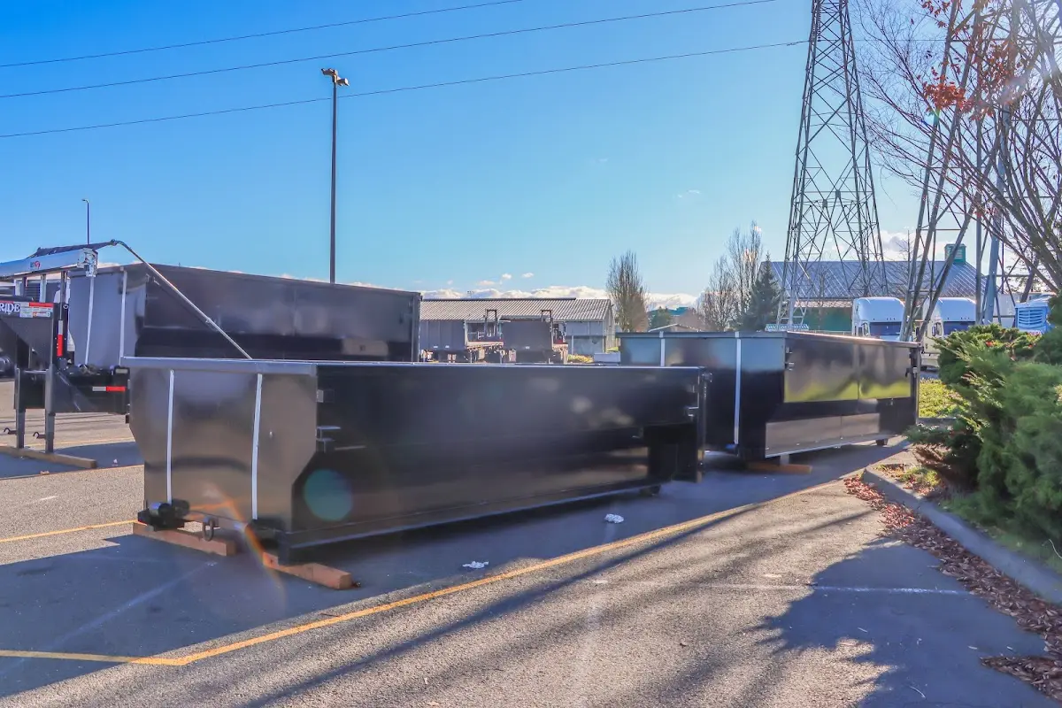 Roll-off dumpster ready for waste disposal at job site for Construction Dumpster Rental in Pontoon Beach
